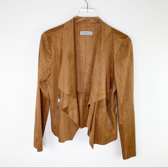 Bagatelle Tan Faux Suede Draped Jacket M - Picture 15 of 15